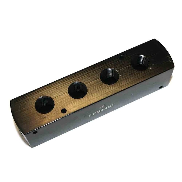 Interstate Pneumatics 3/8 Inch FPT (Inlet) x 1/4 Inch FPT (4 Outlets) Aluminum Rectangle Pencil Manifold Reducer, PK 6 FPM44SR-D6 - main